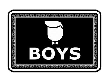 Signs ByLITA Classic Framed Boys Vintage Bathroom Wall or Door Sign